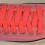 Neon Pink Retro Shoelaces  Pink low top chuck with neon pink retro shoelaces.