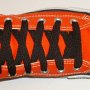 Black Retro Shoelaces  Orange high top with black retro laces.