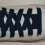 Navy Blue Retro Shoelaces  Optical white high top with navy blue retro laces.