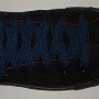 Navy Blue Retro Shoelaces  Black anarchy high top with navy blue retro shoelaces.