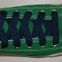 Navy Blue Retro Shoelaces  Celtic green high top with navy blue retro laces.