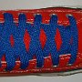 Royal Blue Retro Shoelaces  Red high top with royal blue retro laces.