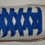 Royal Blue Retro Shoelaces  Optical white high top with royal blue retro laces.