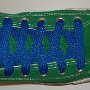 Royal Blue Retro Shoelaces  Celtic green high top with royal blue retro laces.