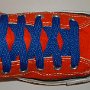 Royal Blue Retro Shoelaces  Orange high top with royal blue retro laces.
