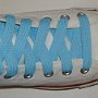 Sky Blue Retro Shoelaces  Optical white high top with sky blue retro laces.