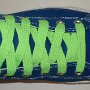 Neon Lime Retro Shoelaces  Royal blue high top with neon lime retro laces.