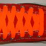 Neon Orange Retro Shoelaces  Red high top with neon orange retro laces.