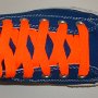Neon Orange Retro Shoelaces  Royal blue high top with neon orange retro laces.