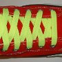 Neon Yellow Retro Shoelaces  Red high top with neon yellow retro laces.