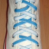Reversible Shoelaces On Chucks  Optical white high top with Carolina blue and white laces.