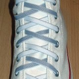 Reversible Shoelaces On Chucks  Optical white high top with gray and white reversable laces.