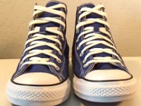 Road Trip Blue High Top Chucks  Front view of road trip blue high tops.