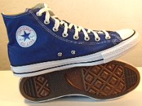 Road Trip Blue High Top Chucks  Inside patch and sole views of road trip blue high tops.