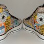 Rock and Roll High Top Chucks  Angled rear view of coated backstage pass print high tops.