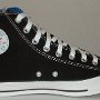 Rock and Roll High Top Chucks  Inside patch view of a left black Grateful Dead high top.
