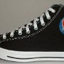 Rock and Roll High Top Chucks  Outside view of a left black Grateful Dead high top.