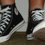 Rock and Roll High Top Chucks  Wearing black Grateful Dead high tops, front view 4.