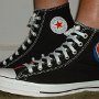 Rock and Roll High Top Chucks  Wearing black Grateful Dead high tops, left side view 1.