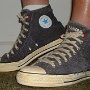 Rock and Roll High Top Chucks  Stepping out in a pair of Ramone's high tops with hemp laces, left side view 1.