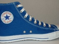 Royal Blue High Top Chucks  Inside patch view of a left royal blue high top.