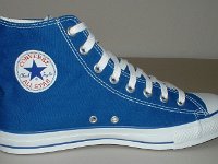 Royal Blue High Top Chucks  Inside patch view of a left royal blue high top.