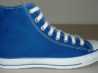 Royal Blue High Top Chucks  Outside view of a right royal blue high top.