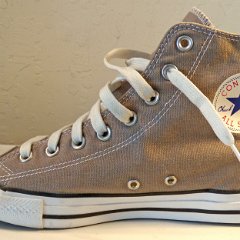 Light Grey High Top Chucks  Inside patch view of the right high top.