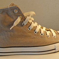 Light Grey High Top Chucks  Outside view of the right high top.