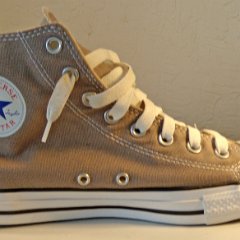 Light Grey High Top Chucks  Inside patch view of the left high top.