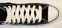 White retro shoelace on black high top
