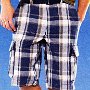 Ads for Shorts  Ad for plaid shorts with blue low cut chucks.
