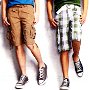 Ads for Shorts  Ad for cargo and plaid shorts with charcoal and black low cut chucks.