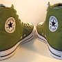 Side Pocket High Top Chucks  Angled rear view of cypress green side pocket high tops.