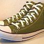 Side Pocket High Top Chucks  Angled side view of cypress green side pocket high tops.