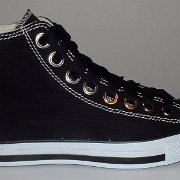Simple Details High Top Chucks  Outside view of a right black simple details high top.
