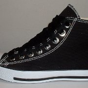 Simple Details High Top Chucks  Outside view of a left black simple details high top.
