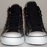 Simple Details High Top Chucks  Front view of black simple details high tops.