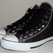 Simple Details High Top Chucks  Angled side view of black simple details high tops.