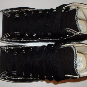 Simple Details High Top Chucks  Top view of black simple details high tops.