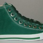 Simple Details High Top Chucks  Outside view of a right green simple details high top.