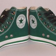 Simple Details High Top Chucks  Angled front view of green simple details high tops.