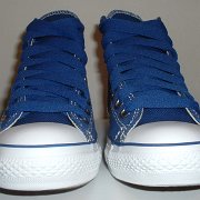 Simple Details High Top Chucks  Front view of royal blue simple details high tops.