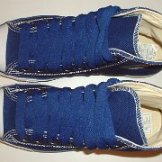 Simple Details High Top Chucks  Top view of royal blue simple details high tops.