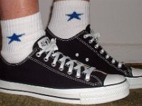 Socks for Your Chucks  Wearing black low cut chucks with white and royal quarter high embroidered star socks.