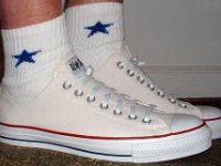 Socks for Your Chucks  Wearing white low cut chucks with white and royal quarter high embroidered star socks.