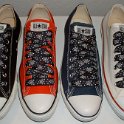 Star Print Shoelaces on Chucks  Core low top chucks with black and silver star print shoelaces.