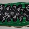 Star Print Shoelaces on Chucks  Celtic green high top chuck with black and silver star print shoelaces.