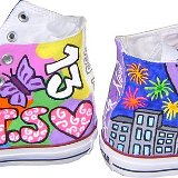 Taylor Swift  Optical white high tops painted in tribute to Taylor Swift.