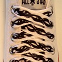 Tribal Band Shoelaces on Chucks  Tribal band print shoelace on an optical white low top chuck.
